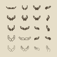 vector illustration of collection of hand gestures silhouettes