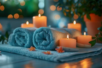 Candlelit Spa Retreat with Fresh Towels and Flowers