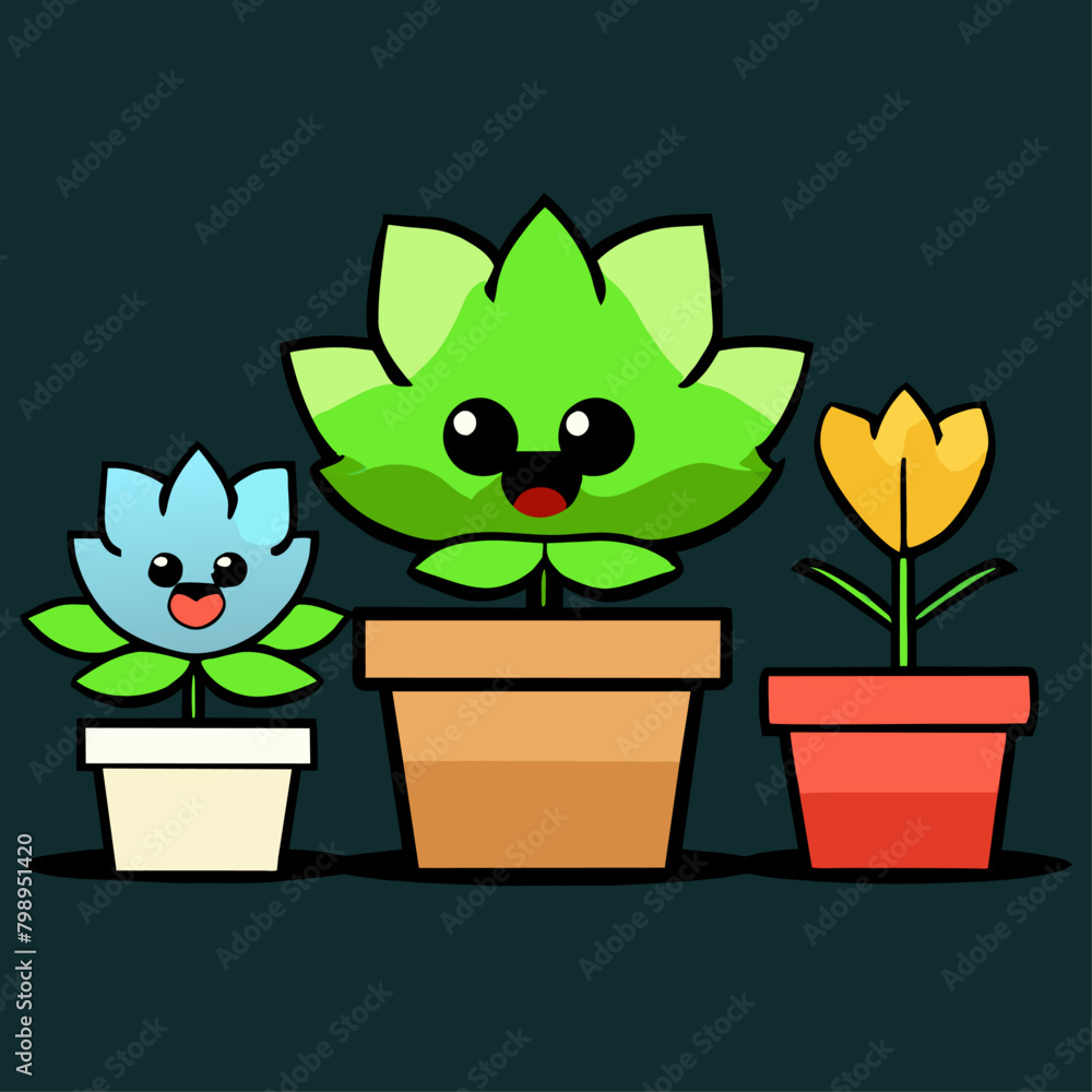 Sticker plants cute background art