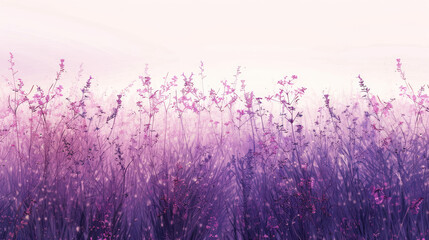 Light Purple Meadow, Sharp Detailed Texture, Cartoon Texture, Simple Art, Minimalistic Art, White Background 