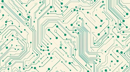 Seamless Green Circuit Board Pattern: Vector Illustration on White Background