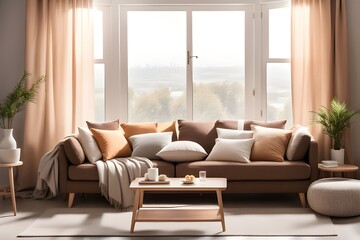 Fototapeta premium Cozy stylish living room interior