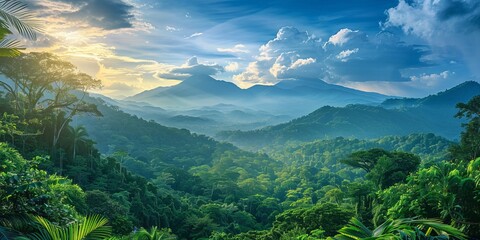 breathtaking view of the lush green rainforest in Costa Rica - Powered by Adobe