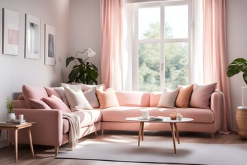 Fototapeta premium Cozy stylish living room interior
