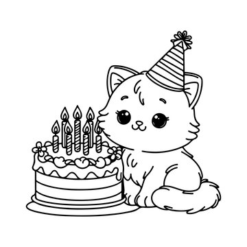 recommend clip art: cute cat with birthday cake