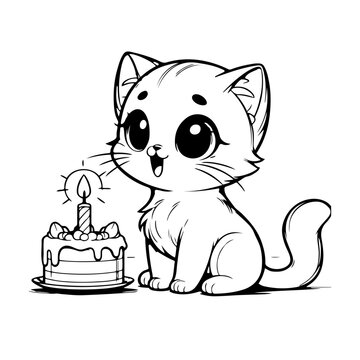 recommend clip art: cute cat with birthday cake