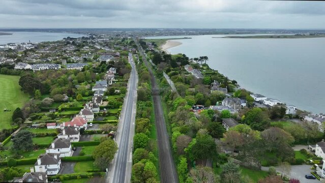 Aerial view of a road on Howth, Ireland