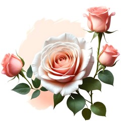 Naklejka premium Romantic Wedding Flowers Illustration Digital Painting Floral Background Beautiful Blossoms Design