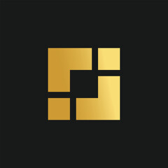Obraz premium Brand business logo design vector with creative square concept and golden gradient