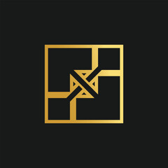 Brand business logo design vector with creative square concept and golden gradient