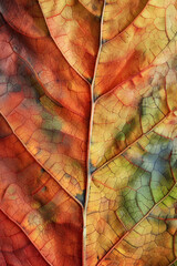 The textured surface of fallen autumn leaves, showcasing their vibrant colors and delicate veins. Autumn leaf textures offer a seasonal and natural backdrop