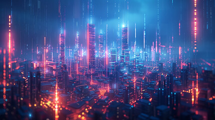 Obraz premium Illustration: Rapid 5G data, seamless connectivity. Sleek smartphones, IoT stream HD, exchange real-time data on next-gen mobile networks. Digital innovation empowers in hyperconnected world.