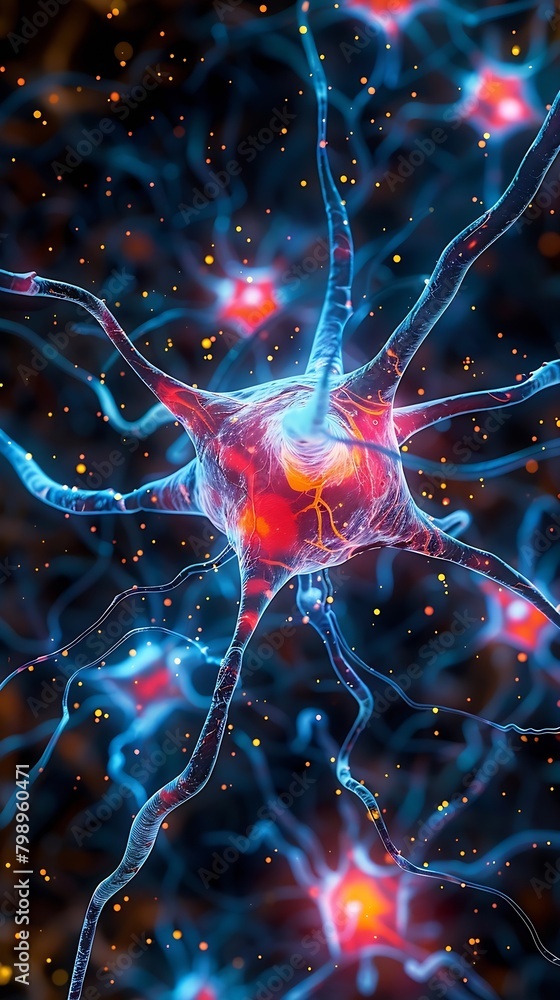 Aufkleber Generative AI : Neurons and cells from a microscopic perspectiv