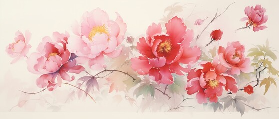 Delicate and graceful, these pink and red peonies are a symbol of beauty and elegance.