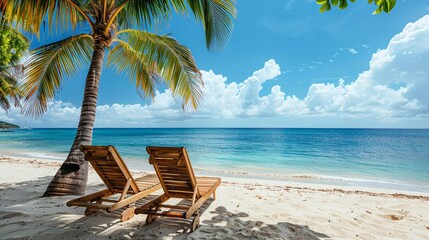 beach chair on tropical beach 