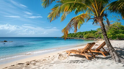 beach chair on tropical beach 