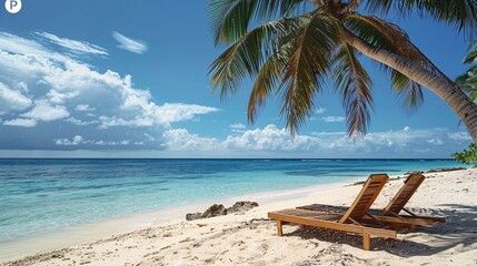 Fototapeta na wymiar lounge chairs on the beach