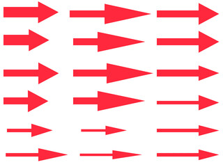 シンプルな赤色の矢印セット