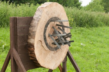 Speed throwing knives in target