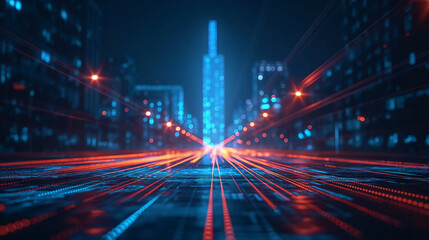 Fototapeta premium High speed wireless technology, telecommunication, internet of things concept, Smart city 5G technology. 