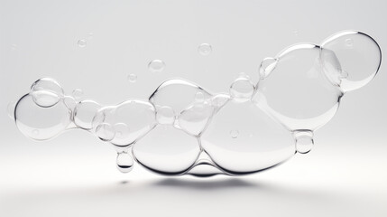 Minimalistic pure flow liquid bubble, white plain background