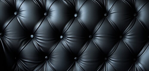 Black leather sofa decorated with soft buttons background