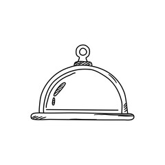 Hotel Bell hand drawn icon on white background.