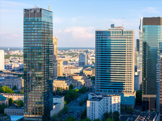 Warszawa, panorama z lotu ptaka.  - obrazy, fototapety, plakaty