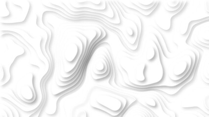 Abstract 3D background creative pattern in illustration with white color design in papercut.Topographic canyon geometric map relief texture with curved layers and shadow. Abstract realistic papercut