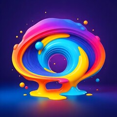 Fototapeta premium Stylized Galaxy Melting Liquid Cartoon Background Digital Fluid Painting Illustration Colored Design
