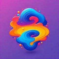 Fototapeta na wymiar Stylized Galaxy Melting Liquid Cartoon Background Digital Fluid Painting Illustration Colored Design