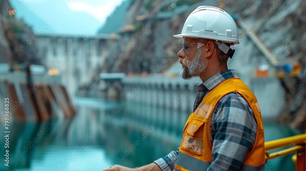 Aufkleber Generative AI : A dam engineering doing his checking routine.