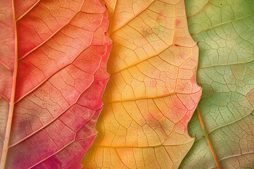 Obraz premium The textured surface of fallen autumn leaves, showcasing their vibrant colors and delicate veins. Autumn leaf textures offer a seasonal and natural backdrop