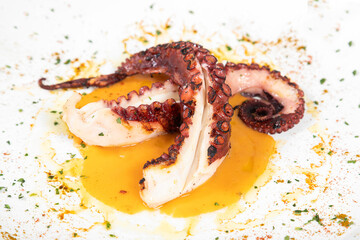 Grilled octopus dish. Elegant dish from a gourmet restaurant © Filefluid
