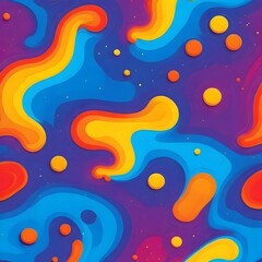 Fototapeta premium Stylized Galaxy Melting Liquid Cartoon Background Digital Fluid Painting Illustration Colored Design