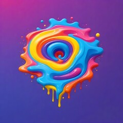 Stylized Galaxy Melting Liquid Cartoon Background Digital Fluid Painting Illustration Colored Design - obrazy, fototapety, plakaty