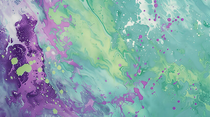 Fluid Abstract Art, Aquamarine and Lavender, Ethereal Texture Background with Copy Space