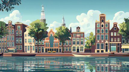 Amsterdam city. Famous Dutch channels and great cityscape - obrazy, fototapety, plakaty