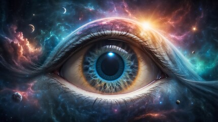 The Spiritual Third Eye of the Universe. All Seeing Eye. Opening the Third Eye with Meditation. A...