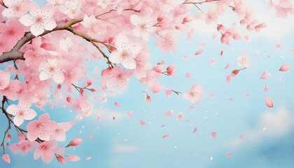 Spring pink blossoms tree
