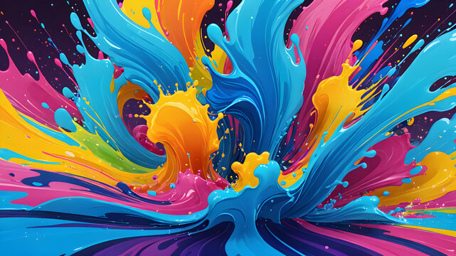 Vibrant Abstract Backgrounds of Colorful Ink Swirls and Splashes