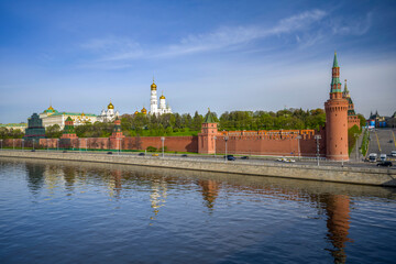 Moscow. VIEW FROM THE BOLSHOY MOSKVORETSKY BRIDGE TO THE MOSCOW RIVER, THE KREMLIN, THE BELL TOWER...