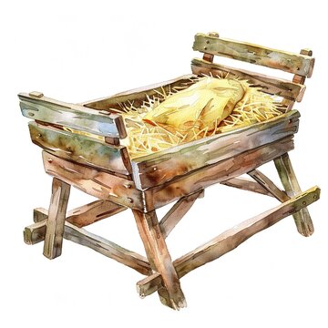 recommend clip art: Clipart of a simple wooden manger watercolor
