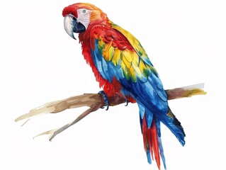 Fototapeta premium Watercolor illustration of a colorful macaw clipart