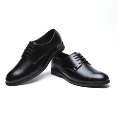 black leather formal shoes isolated on white background