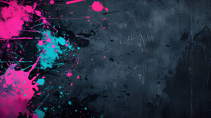 Custom blinds with artistic motives with your photo Urban Art Splatter, Hot Pink and Turquoise, Grunge Texture Background with Copy Space