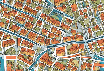 Obraz premium vector town street pattern illustration seamless map Editable Road City Travel Urban Navigator 