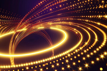 Gold glitter circle of light shine sparkles and golden spark particles in circle frame on black background. Christmas magic stars glow, firework confetti of glittery ring shimmer	