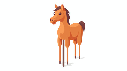 Horse on stick flat vector illustration. Animal hea
