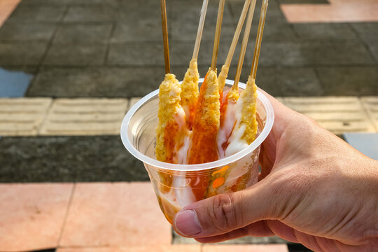 Telur Gulung, Indonesian traditional street food, made from eggs.
